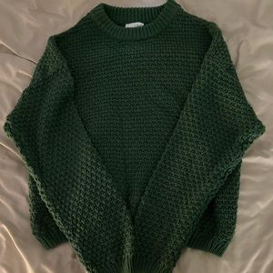 Women’s green cable sweater- size XL